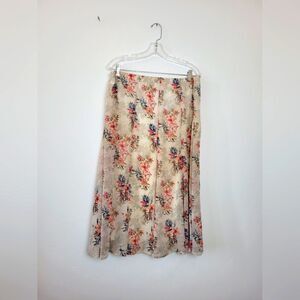 Christopher & Banks Floral Midi Skirt Fairy Cottagecore Pixie Flounce Y2K Large